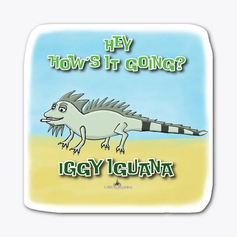 Iggy Iguana blue sky and sand